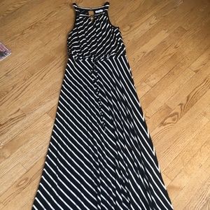 Calvin Klein Halter Black and White Maxi Dress